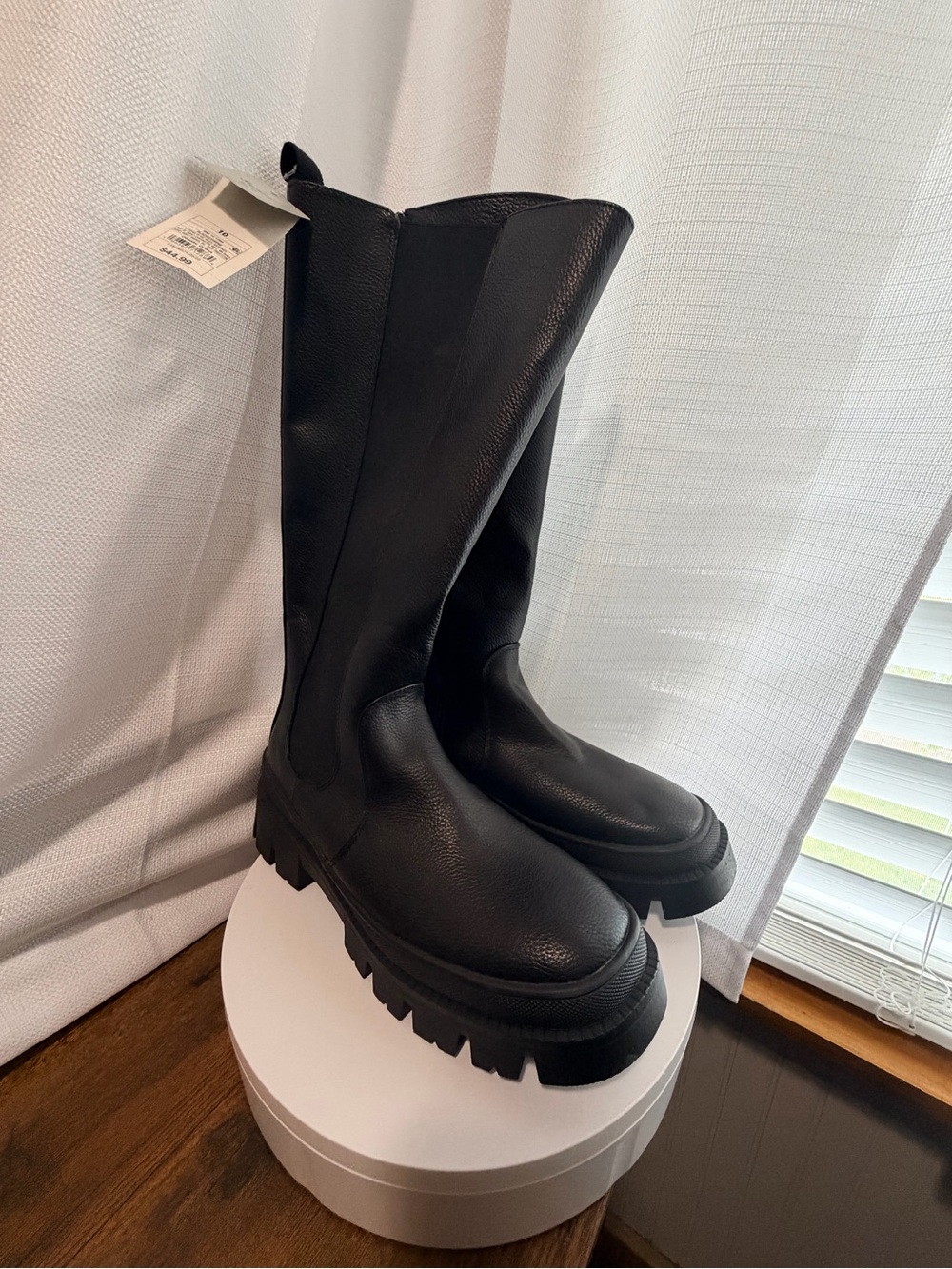 NWT- a new day Black Knee-High Chunky Lug Boots